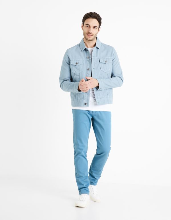 Pantalon chino slim en coton stretch - bleu