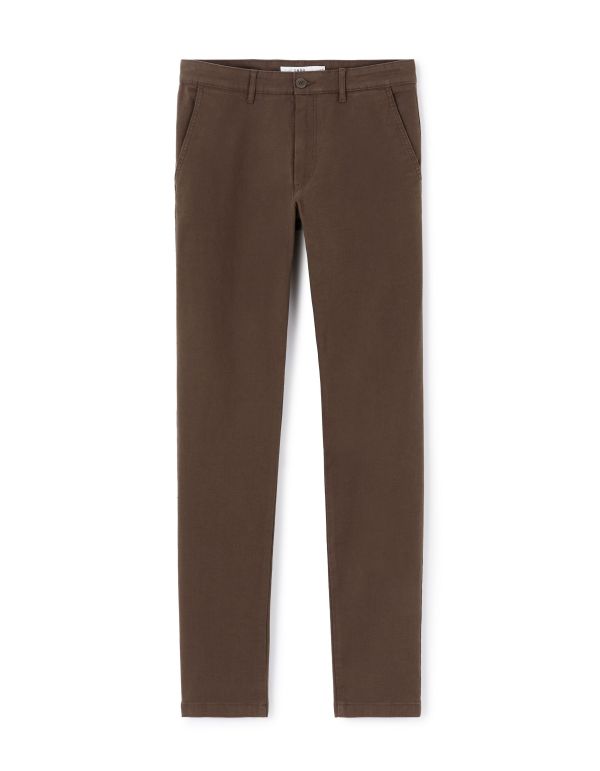 Pantalon chino slim coton stretch - marron