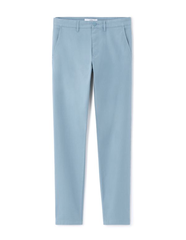 Pantalon chino slim en coton stretch longueur standard - bleu moyen