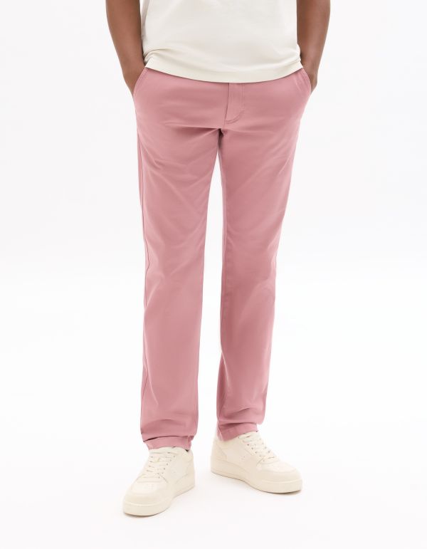Pantalon chino slim en coton stretch longueur standard - rose moyen