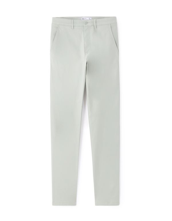 P.02 Pantalon chino slim en coton stretch longueur standard - vert clair