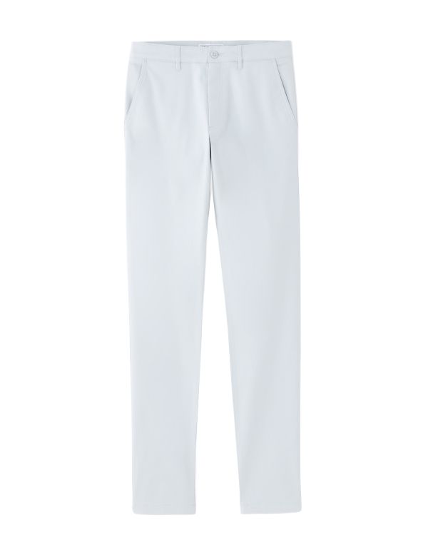 P.02 Pantalon chino slim en coton stretch longueur standard - bleu clair