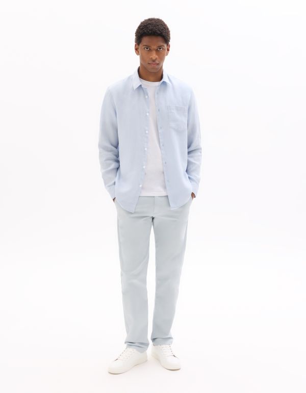 P.02 Pantalon chino slim en coton stretch longueur standard - bleu clair