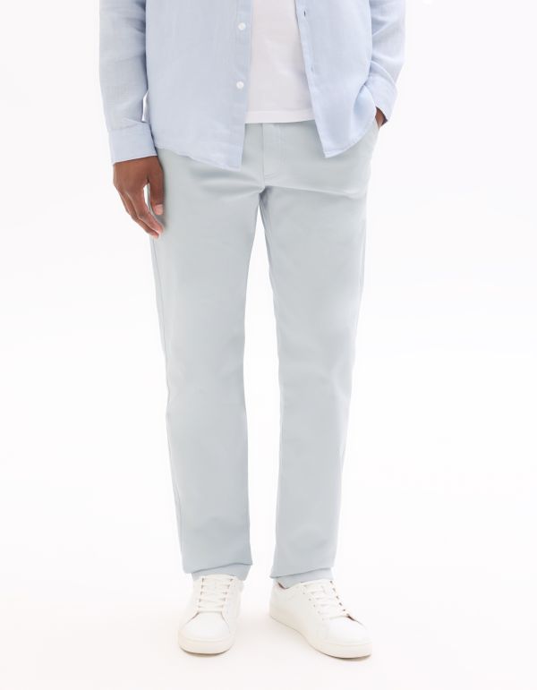 P.02 Pantalon chino slim en coton stretch longueur standard - bleu clair