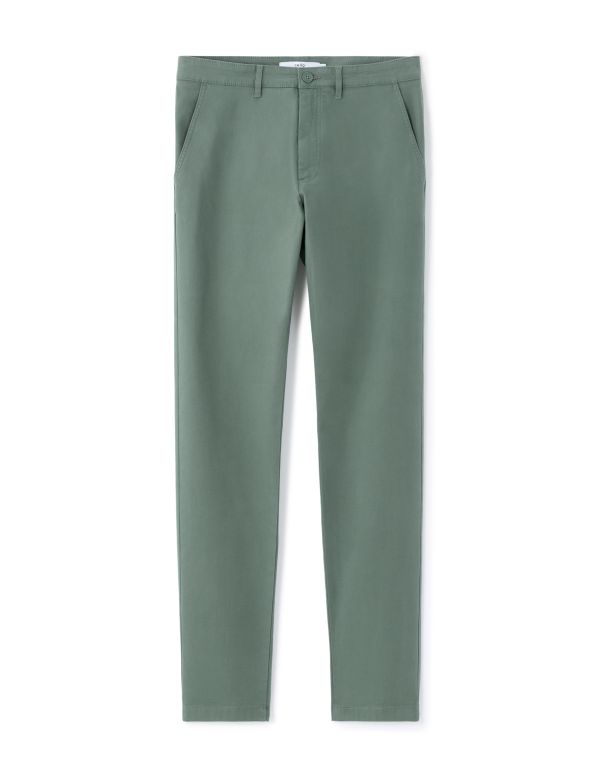 Pantalon chino slim en coton stretch longueur standard - vert moyen