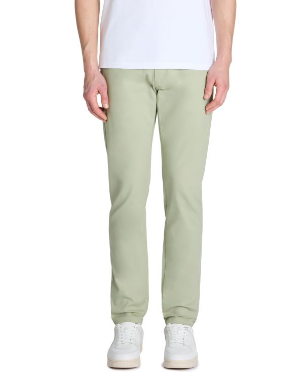 Pantalon slim en coton stretch - sauge