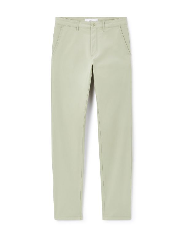 Pantalon slim en coton stretch - sauge