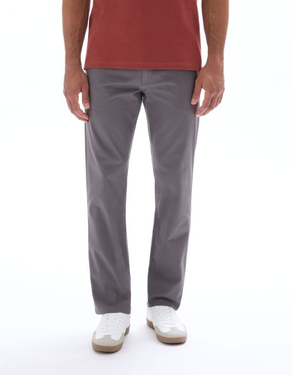 Pantalon chino straight en coton stretch - gris