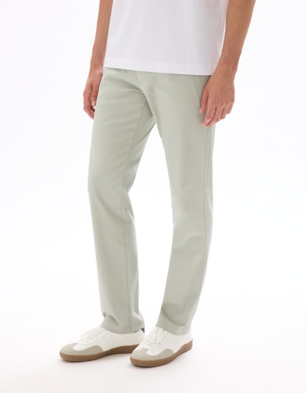 Pantalon chino straight coton stretch - menthe