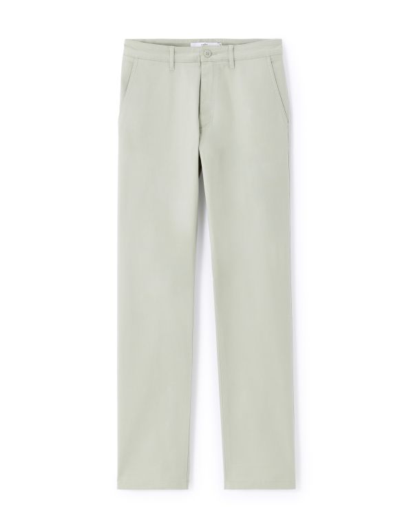 Pantalon chino straight coton stretch - menthe