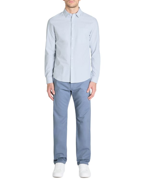 Pantalon straight en coton stretch - bleu clair