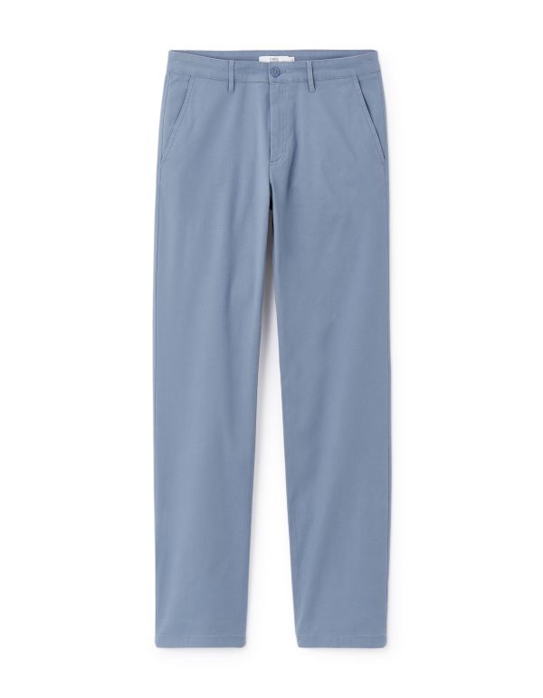 Pantalon straight en coton stretch - bleu clair