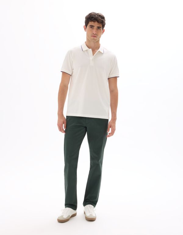 Pantalon chino straight en coton stretch - vert foncé