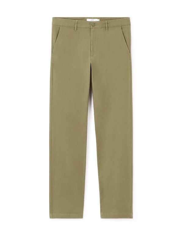Pantalon chino straight coton stretch - marron