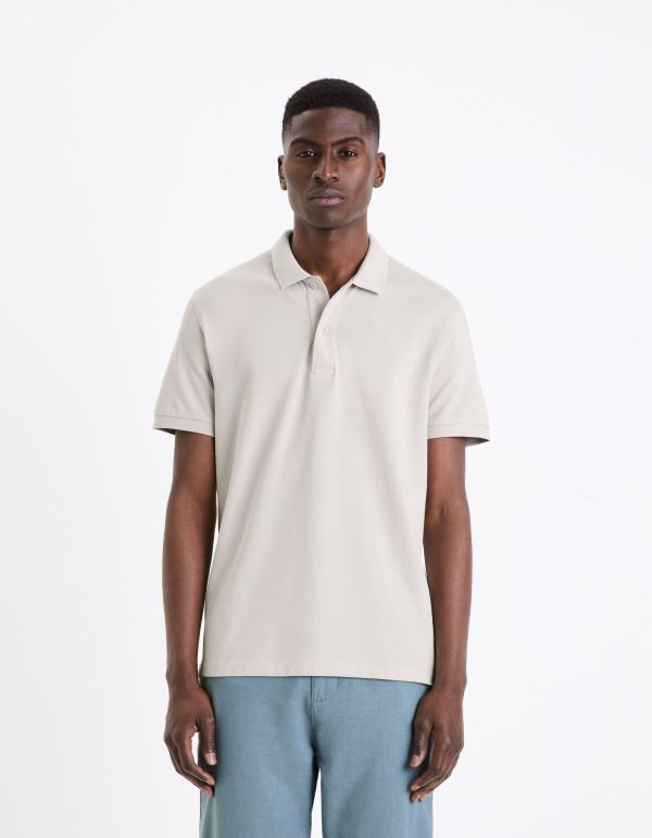 Polo piqué straight en coton - gris
