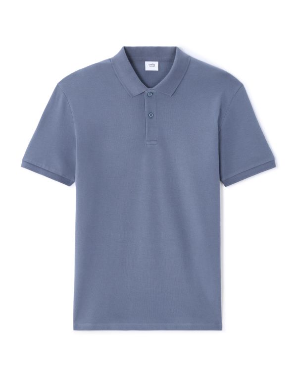 Polo piqué regular 100% coton - bleu