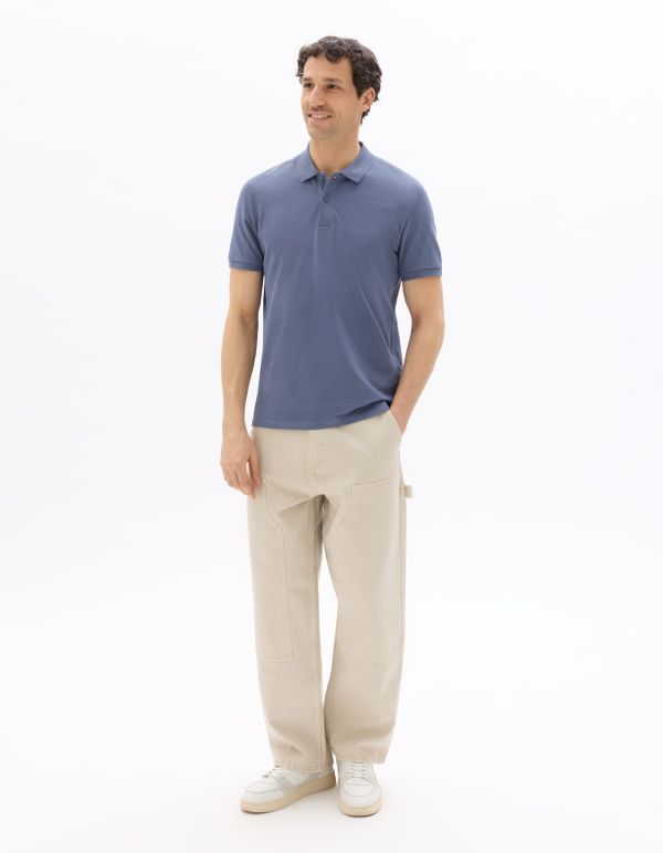 Polo piqué regular 100% coton - bleu
