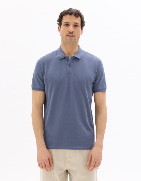 Polo piqué regular 100% coton - bleu