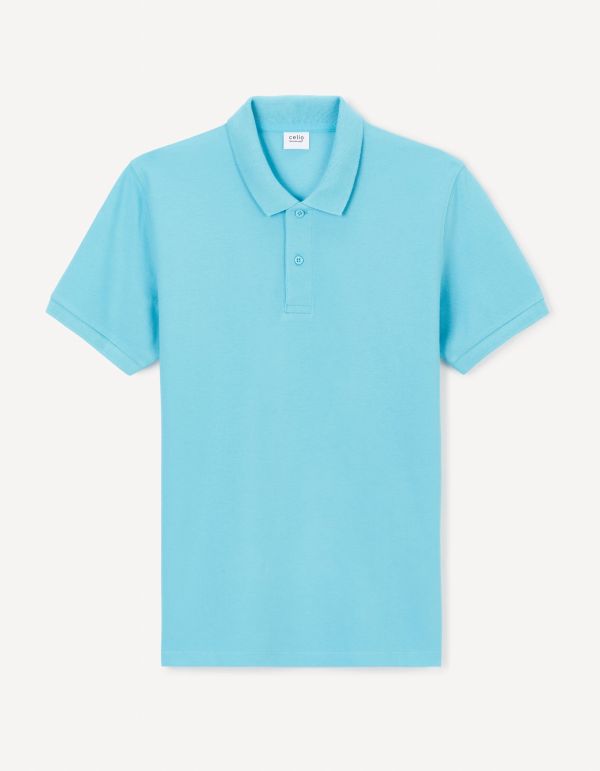 Polo piqué straight en coton - turquoise