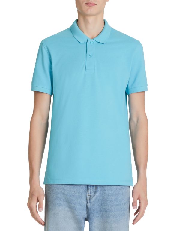 Polo piqué straight en coton - turquoise