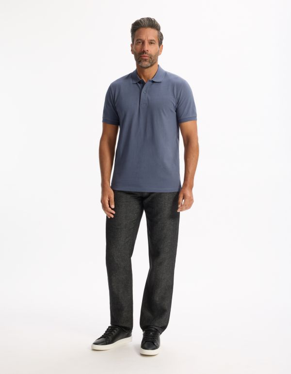 Polo piqué straight 100% coton - bleu gris