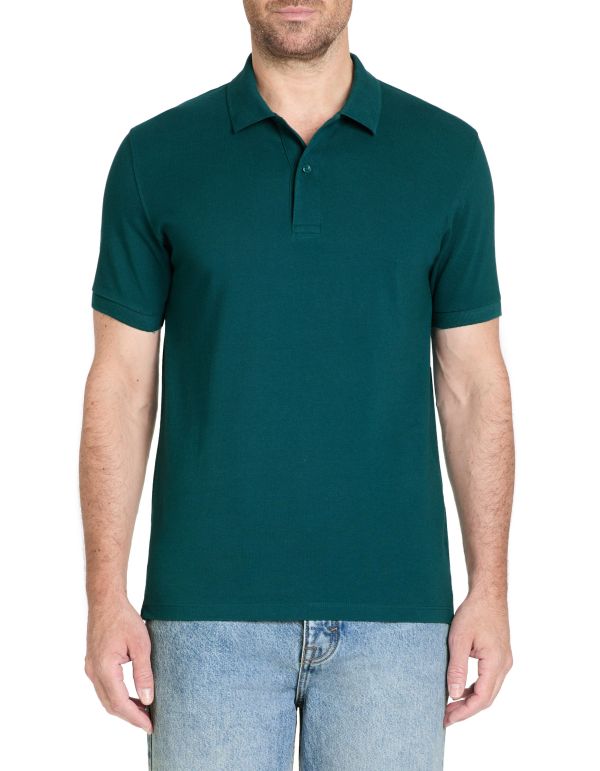 Polo straight piqué en coton - marine