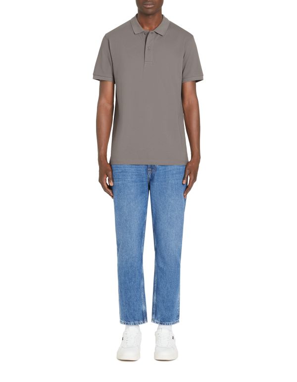 Polo straight piqué en coton - gris
