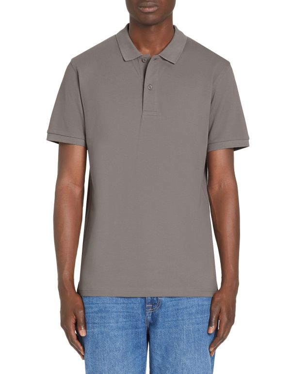 Polo straight piqué en coton - gris
