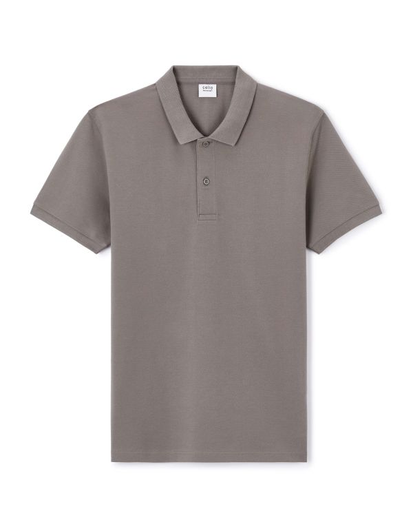 Polo straight piqué en coton - gris