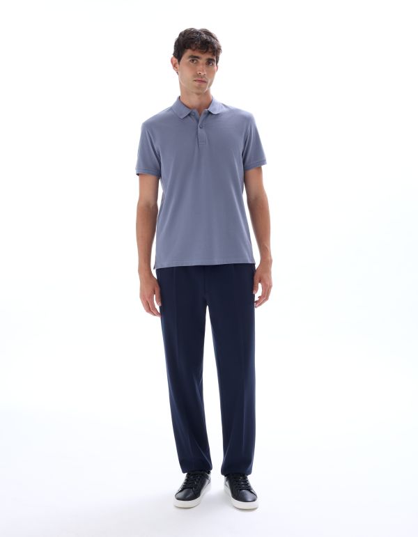 Polo piqué regular 100% coton - bleu moyen