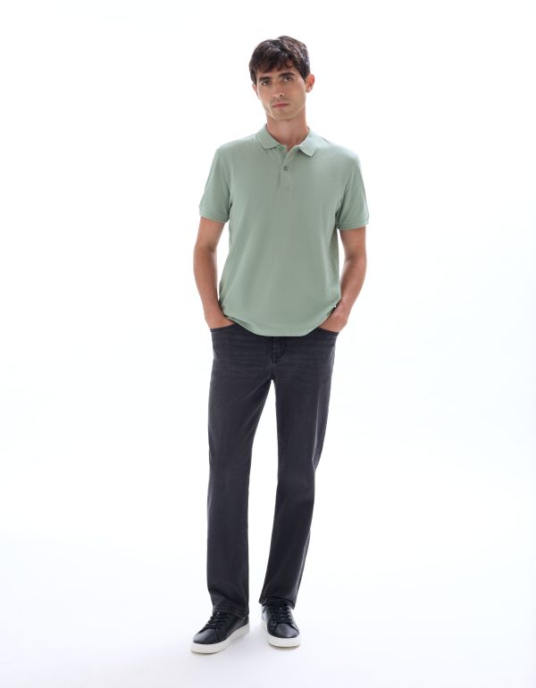 Polo piqué regular 100% coton - bleu vert