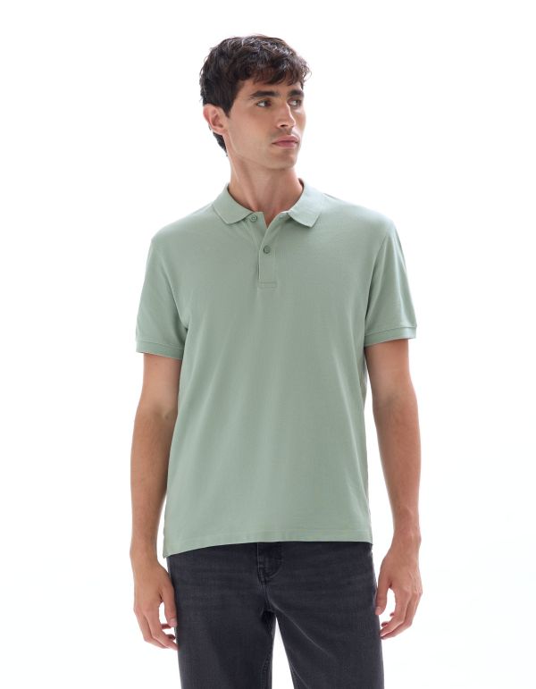 Polo piqué regular 100% coton - bleu vert