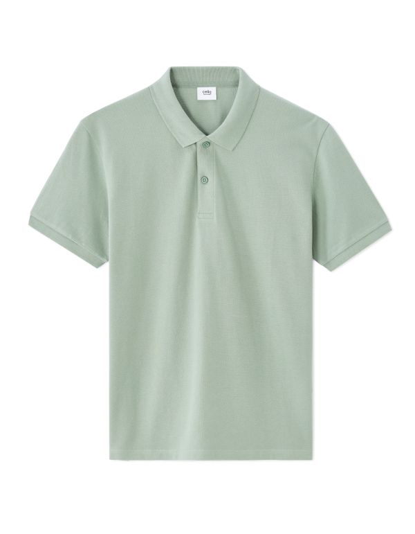 Polo piqué regular 100% coton - bleu vert