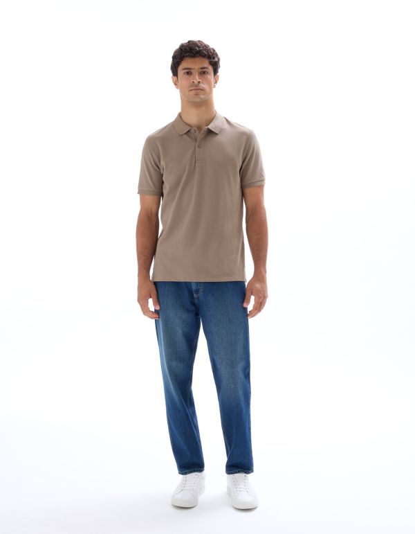 Polo piqué regular 100% coton - taupe