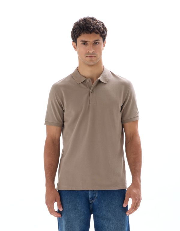 Polo piqué regular 100% coton - taupe