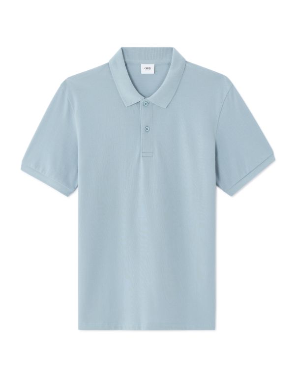 Polo piqué regular 100% coton - bleu