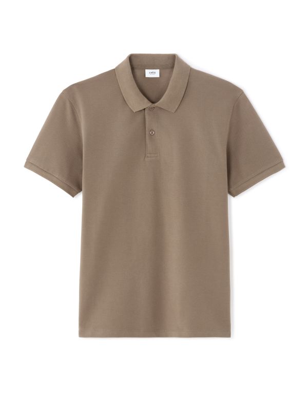 Polo piqué regular 100% coton - gris taupe foncé
