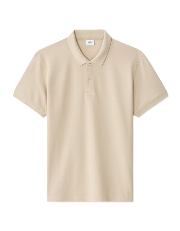 Polo piqué regular 100% coton - beige clair