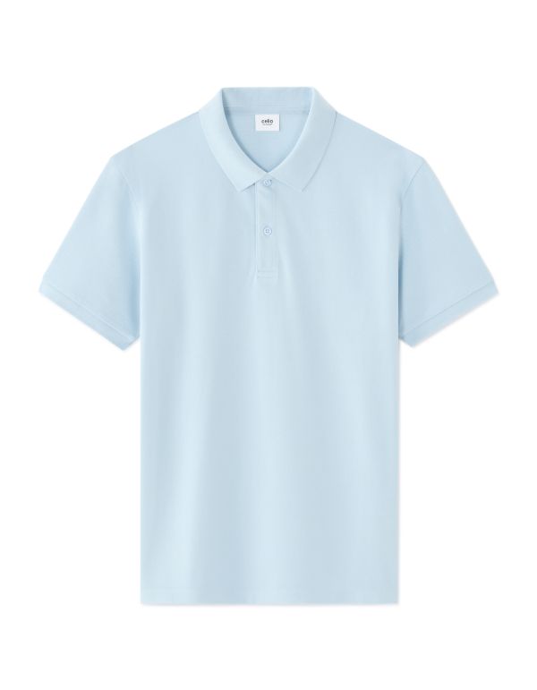 Polo piqué regular 100% coton - bleu ciel