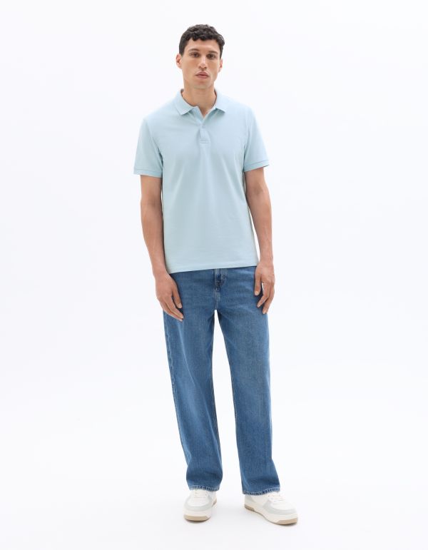 Polo piqué regular 100% coton - bleu ciel
