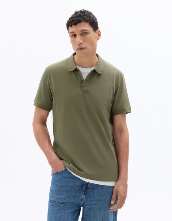 Polo piqué regular 100% coton - vert olive