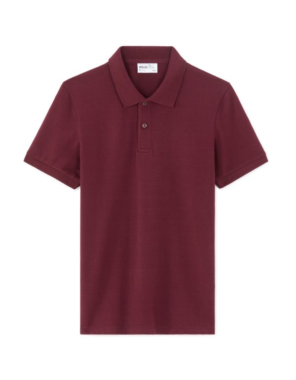 PO.01 Polo piqué regular 100% coton - rouge foncé