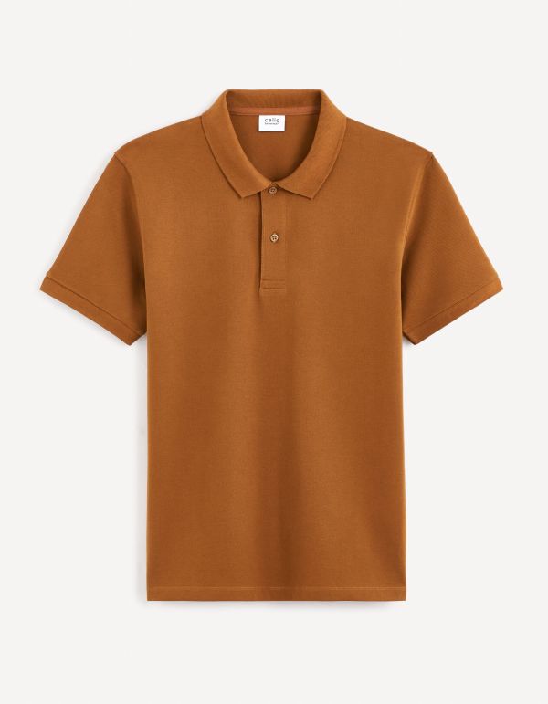 Polo piqué straight en coton - marron foncé