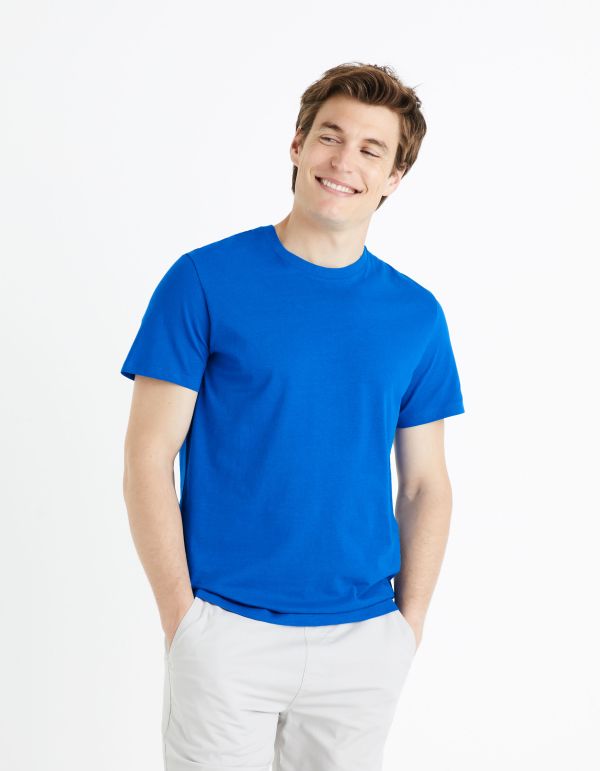 T-shirt col rond 100% coton - bleu
