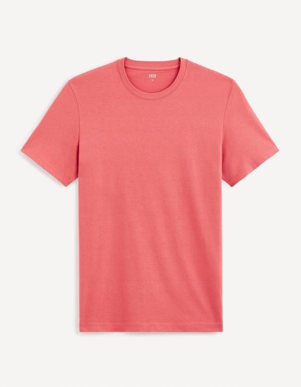 T-shirt col rond en coton - bois de rose