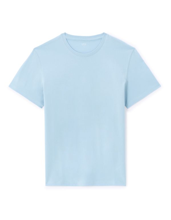 T-shirt straight col rond 100% coton - bleu clair