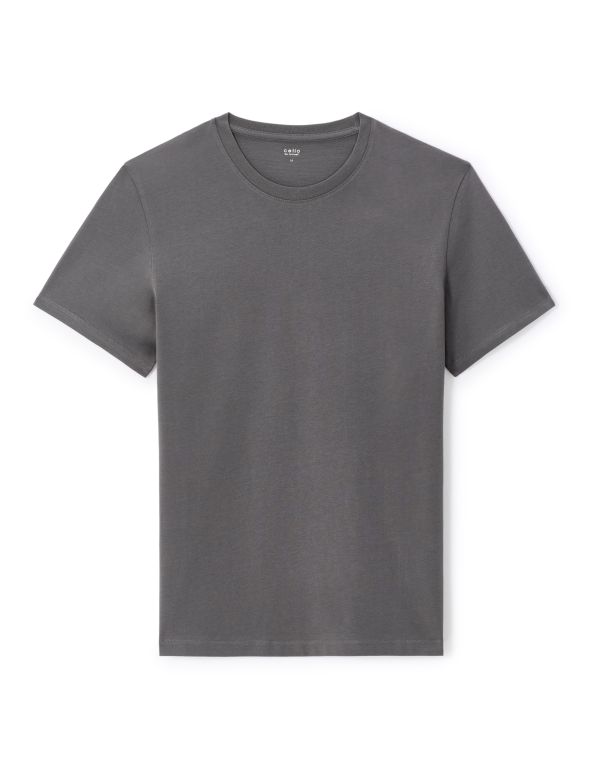 T-shirt straight col rond 100% coton - gris