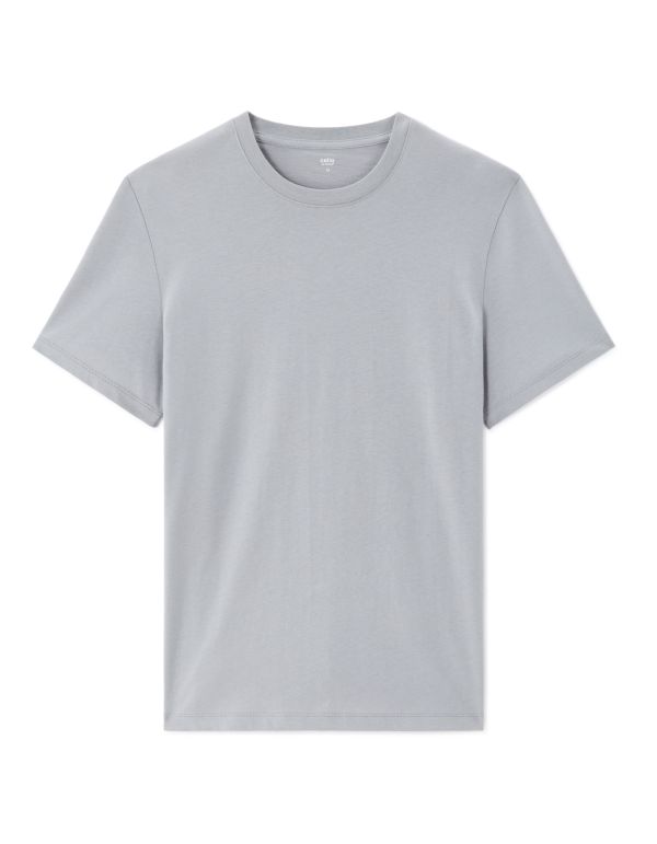 T-shirt regular col rond 100% coton - gris bleu