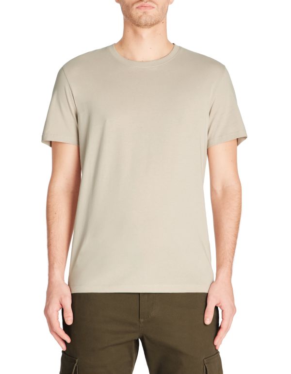 T-shirt straight col rond 100% coton - beige