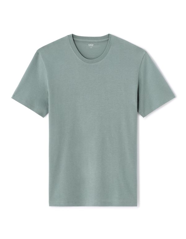 T-shirt regular col rond 100% coton - vert